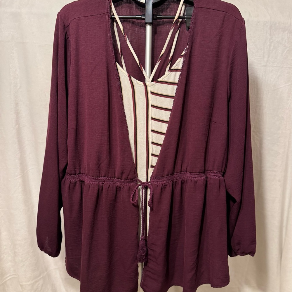 Maurices Deep Burgundy Swim Cover-Up With Tank Top